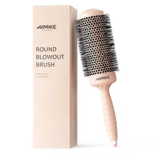 AIMIKE Round Brush for Blow Out, Extra Long Round Hair Brush w/Nano Thermal Ceramic & Ionic Tech, for Blow Drying & Styling, Curling and Shine  Barrel 2.1 inch