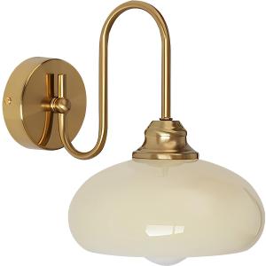 KCO Lighting Mid Century Modern Wall Mounted Bedside Lamp Brass Gold Wall Sconce Glass Globe Bathroom Vanity Light Fixture Vintage Wall Light Wireless Bedroom Wall Sconce Lamp (Yellow)