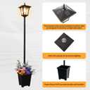 59" Solar Lamp Post with Planter 2-in-1, Solar Post Lights Outdoor Waterproof, Dusk to dawn Warm Yellow Lights, Outdoor Planter for Real or Fake Flowers, Solar Lights for Lawn, Patio, Front/Back Door