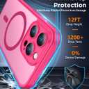SPIDERCASE for iPhone 15 Pro Max Case, Magnetic Translucent Matte Case with 2PCS Tempered Glass Screen Protector Slim Phone Case for iPhone 15 Pro Max 6.7'', Hot Pink