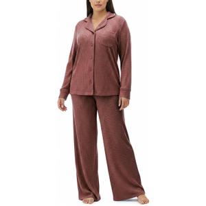 Women's Pajama Sets Long Sleeve Button Down Soft Knit Sleepwear 2 Piece Lounge Set (XS)