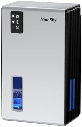 Amazon.com - NineSky Dehumidifier for Home, 95 OZ Water Tank, (1000 sq.ft) Dehumidifiers for Bathroom Bedroom Basement with Auto Shut Off,7 Colors LED Light (Zebra Blue)