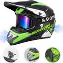 Youth Motocross Helmet Dirt Bike Helmet,ATV Motorcycle Helmet,Outdoor Dirt Bike Helmets,DOT Approved,Off-Road Helmets with Gloves Goggles Face Shield 4-Piece Set
