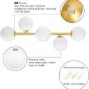 Bathroom Vanity Lights, 5-Light Bathroom Light Fixtures, Mid Century Modern Brass Bathroom Light Ceiling Light, Wall Sconces Semi-Flush Mount Light Fixture with Milk Globe Glass, Brass Gold, G9 Base