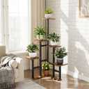 Yzosvki Corner Plant Stand Indoor, 6 Tiered Corner Plant Shelf Flower Stand for Multiple Plants, Plant Shelves Organizer Rack for Living Room, Balcony, Patio, Garden, Square Rustic Brown
