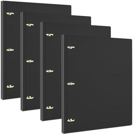 INFUN 1 Inch Telescoping 3 Ring Binder- 2 PCS-Black, Portable Plastic Binder with Telescoping Spine, 3 Ring Binders with Foldable Front Cover Holds 8.5" x 11" Paper for School,Office and Homes