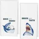 Shark Decor Kids Bathroom Hand Towels Set of 2, Wash Your Hands Decor Hand Towels for Kids Bathroom, Shark Lovers Themed Gifts, 16x24 Inches