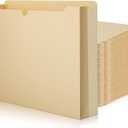 Zhehao 100 Pcs File Jackets Reinforced Straight Cut Tab Pocket Folders Expandable File Folder Expanding Paper Organizer with Tabs Expansion Pocket, Letter Size(Beige Color)