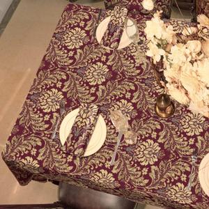 Loom and Mill Luxury Jacquard Tablecloth 60 x 120 Inch, Water Resistant Damask Floral Table Covers with Tassels for Dining Kitchen Tabletop Party Banquet Holiday Decorations(Burgundy Red, 60x120in)