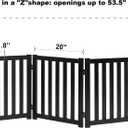 LZRS 3-Panel Wooden Free Standing Foldable Dog Gate Indoor 24" High,Step-Over Safety Pet Gate for Doorways, Stairs, Hallways, Indoor Dog Barrier for Small to Medium Dogs & Puppies, Black