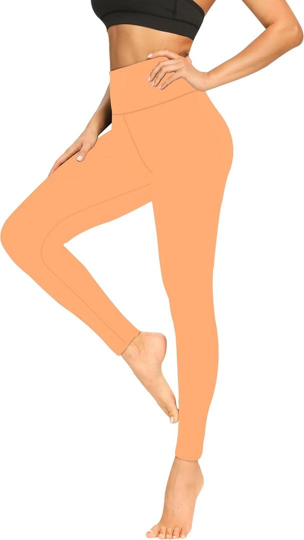 FULLSOFT Buttery Soft Leggings for Women - High Waisted Tummy Control No See Through Workout Yoga Cycling Tights Pants (Small-Medium, L-whelk Orange)