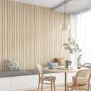 VEELIKE White Oak Wood Wall Panels Peel and Stick Foam Slat Wall Panel for Living Room Bedroom 17''x118'' Self Adhesive Herringbone Wood Slat Wall Paper for Walls Ceiling TV Background Removable Vinyl