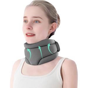 leeveel Neck Brace Cervical Collar, Neck Braces for Neck Pain and Support, Soft Foam Brace for Pain Relief, Adjustable Neck Support Collar for Sleeping, Travelling, Office (Grey)