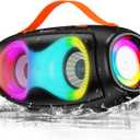 TENMIYA Portable Bluetooth Speaker,IPX5 Waterproof WirelessSpeaker with Dynamic Lights,TWS Pairing to 40W StereoSound,Bluetooth 5.0,20HPlaytime,Outdoor/Home SmallSpeakers as Gifts forTeens or Women (Gray)