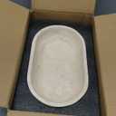 GEOONA Natural Travertine Fruit Bowl, MultiFunctional Oval Stone Tray with Two Elevated Legs, Decorative Organizer for Fruit, Jewelry, Keys in Kitchen, Living Room, Entryway