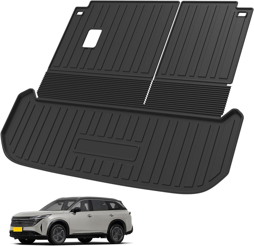 Elsetyler Custom Fit for Cargo Mat 2022-2024 2025 Nissan Pathfinder - Black TPE All Weather Waterproof Rear Cargo Liner Rear Trunk Liner Back Seat Cover Protector(Trunk Mats with Backrest Mat)