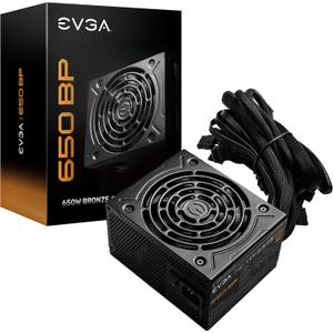 EVGA 650 BP, 80+ Bronze 650W Compact 120mm Size, Power Supply 100-BP-0650-K1