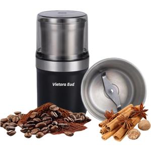 Electric Coffee Grinder 3.5 oz Capacity, Adjustable Herb & Spice Grinder, Espresso Grinder with Removable Stainless Steel Bowl, Black