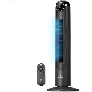 Antarctic Star T36 Tower Fan-36 Inch, Bladeless Oscillating Fan with Remote, 6 Speeds & 4 Modes, LED Display, 9H Timer, Quiet Floor Standing Fan for Bedroom Living Room Office, Black