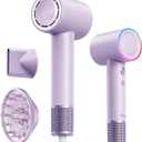 High-Speed Hair Dryer, 160,000 RPM Brushless Motor for Ultra-Fast Drying, 500M Ionic Negative for Frizz Reduce, Low Noise Thermo-Control Blow Dryer with Diffuser for Curly Hair Women and Men,Purple