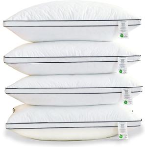 Bed pillows Reversible Queen Size Set of 4, Firm on One Side, Soft on the Other, Luxury Hotel Quality 3D Microfiber for Side, Back & Stomach Sleepers, Breathable Cover to Reduce Neck Pain 20*30