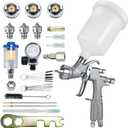 LVLP Air Gravity Spray Gun Sets Professional Spray Guns with 1.3, 1.5, 1.7mm Nozzles 20oz 600ml Auto Paint Sprayer Gun with Air Compressor Regulator for Auto Paint, Primer, Clear/Top Coat & Touch-Up