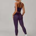 QBGJTD Womens Workout Sets Two Piece Cross Back Tank Top Matching High Waist Leggings Sets Gym Outfits Work Out Clothes (Purple, M)