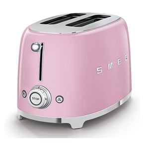 SMEG 2 Slice Toaster with 6 Presets and Defrost Function and Removable Crumb Tray TSF01PKUS, Pink