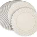Fun Express Paper Lace Doilies Placemats Bulk Set of 50 - Round Disposable Table Mats 12 Inch for Rustic Wedding Decor & Boho Party Decorations | Vintage White Dinner Tablescape Accessories (Large)