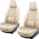 Leather Seat Covers for Cars Breathable Front Seat Covers Waterproof Seat Protectors Universal Fit for Most Automotive Cars SUV Trucks Van (Beige, Front Pair)