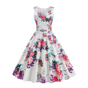 2023 Women's Summer Wrap Sleeveless Sundress Dress V-Neck Floral Summer Party Dress, M