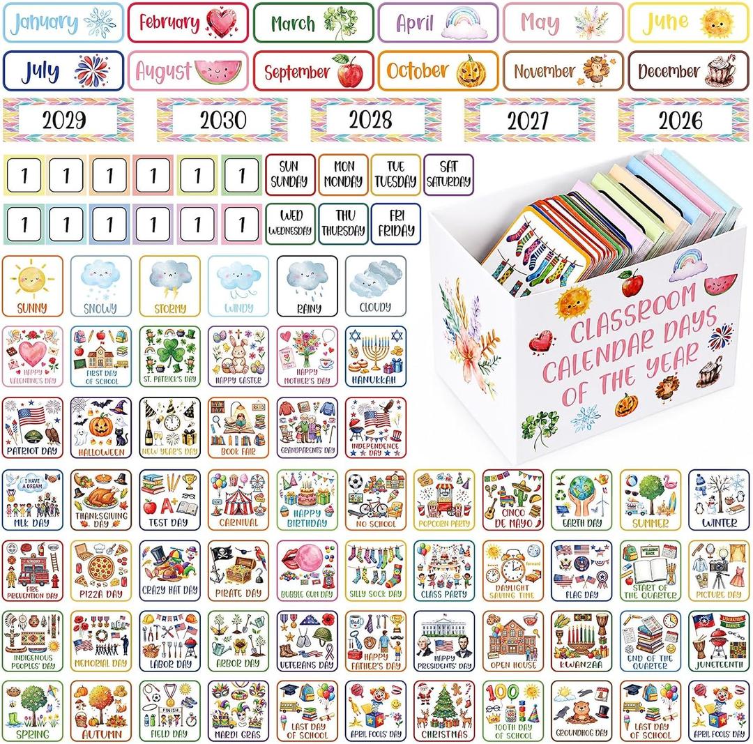 Mooliwe 457 Pcs Colorful Classroom Calendar Days of The Year Set
