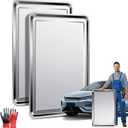 Stainless Steel Oil Drip Pan Set, 2 Pack, 23.6 × 15.7 × 0.8 in with Gloves