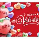 Extra Large Happy Valentines Day Backdrop Banner 73 x 43.3 Inch Conversation Heart Romantic Love Background Valentines Backdrops Photo Booth Props for Photography Anniversary Party Decoration