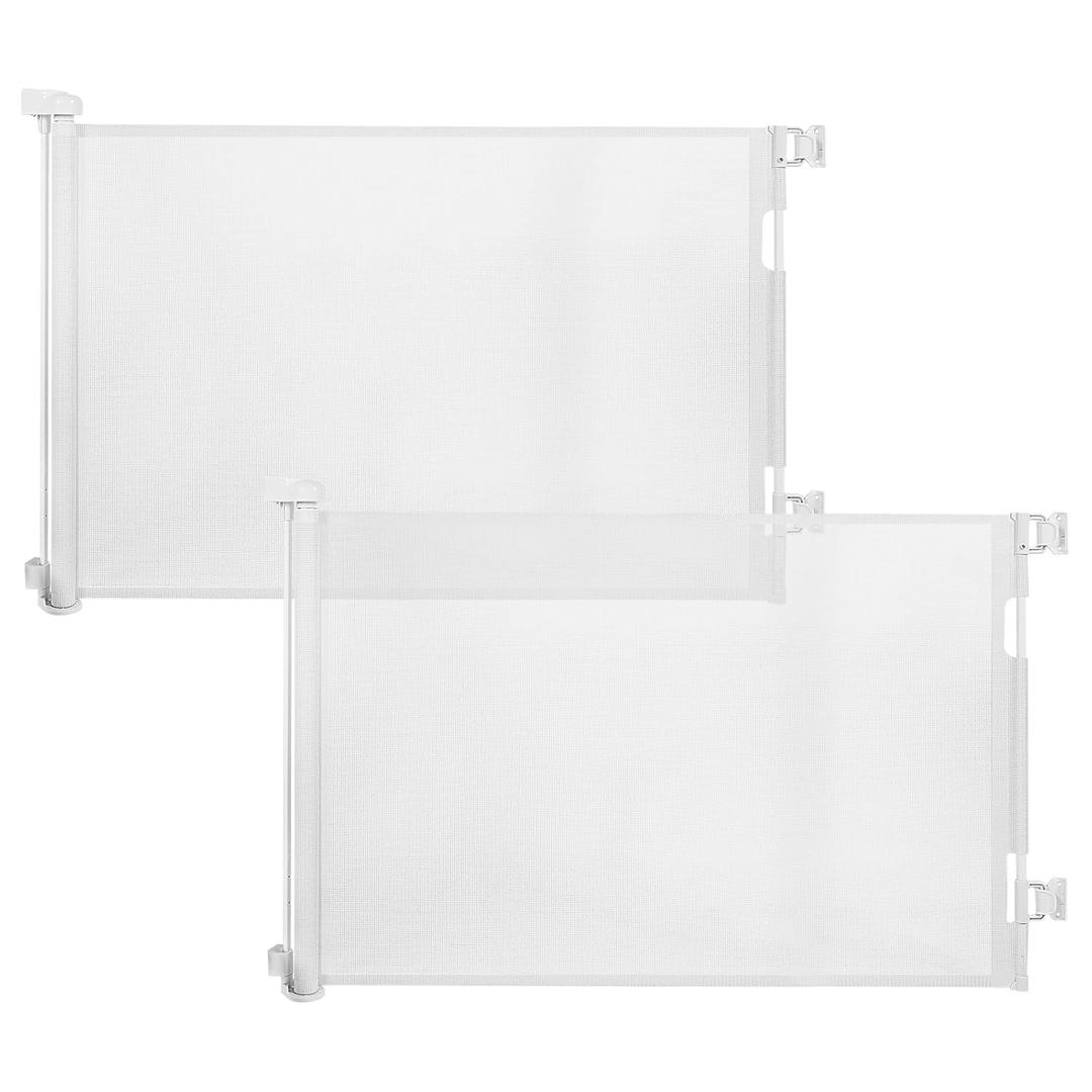 dearlomum 2 Pack Retractable Baby Gate,Mesh Baby Gate or Mesh Dog Gate,33" Tall,Extends up to 55" Wide,Child Safety Gate for Doorways, Stairs, Hallways, Indoor/OutdoorWhite,33"x55"