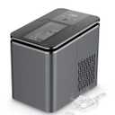 IKT Portable Ice Maker, 9 Ice Cubes Ready in 6-8 Minutes, ETL Certificated Makes 26.5lbs in 24 Hrs, Ice Machine for Home/Kitchen/Office/Bar, with Ice Scoop and Bucket, Gray