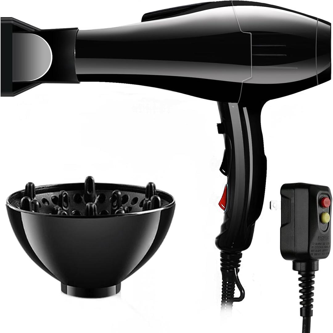 Professional Hair Dryer Blow Dryer Negative Ions 3500W Powerful Fast Drying Low Noise Long Cord Quick Dryer with Nozzle and Diffuser Hair Blow Dryer with 2 Speed and 3 Heat Settings
