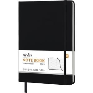 Vivin B5 College Ruled Notebook for Work,6.9"x9.8" Leather Hardcover Journal,192 Pages Professional Lined Notebook for Office & Business (Black)