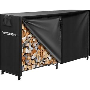 VIVOHOME 6 ft Heavy Duty Firewood Rack Outdoor with Cover, Black