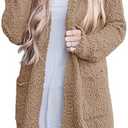 MEROKEETY Women's Long Sleeve Soft Chunky Knit Sweater Open Front Cardigans Outwear Coat XL