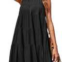 Okiwam Womens Summer Halter Dresses Sleeveless A Line Tiered Swing Mini 2025 Fall Casual Boho Beach Vacation Sundress,  M
