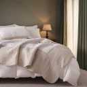 BOV King Size Quilt - Cotton Quilt King Size Bedding Set with 2 Pillow Shams, Pre-Washed Lightweight Cotton Bedspread Coverlet Bed Set for All Season, Floral Embroidery 106"X96" Light Beige Ivory