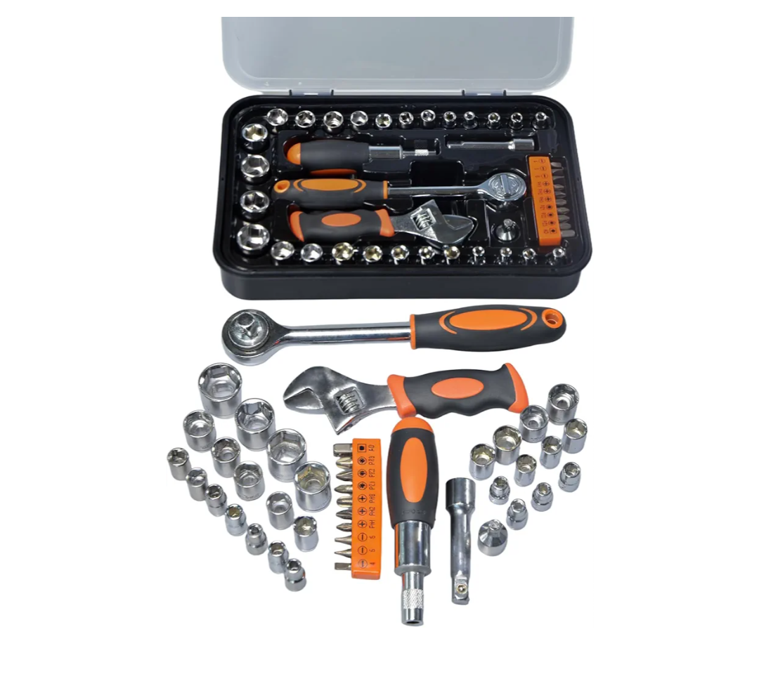 42 Piece Socket & Socket Wrench Sets 1/4 Drive Metric 4-13mm & SAE 5/32"-1/2", 3/8 Drive Metric 14-17mm, 1/4 Adaptors and Extensions, Mini Ratchet Angle Screwdriver and Bit