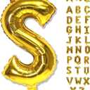 Giant S Alphabet Name Balloon, Gold Self Inflating Custom Letter Balloons Birthday Decor, 40 Inch Helium Mylar Foil Word Balloons Letters for Girls Men Anniversary Party Graduation Decoration Supplies