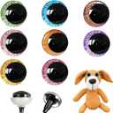 64 Pcs Glitter Safety Eyes 30mm 3D Safety Eyes for Amigurumi Glitter Eye for Stuffed Animals Large Safety Eyes Crochet for DIY of Puppet, Bear Crafts, Toy Doll Making Supplies (8 Colors)