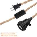 16.5FT Pendant Light Kit, Hanging Lights with Plug in Cord & Switch, Hemp Rope Swag E26 Socket Pendant Lamp, Extension Lantern Cable Vintage Farmhouse Industrial Retro DIY Decoration Fixtures