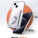 Shields Up Designed for iPhone 15 Case, Minimalist Wallet Case with Card Holder (3 Cards) & Ring Stand, [Drop Protection] Slim Protective Cover for iPhone 15 (6.1 inch) - Clear