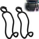 Idefair Car Hooks for Headrest - 2 Pack Car Bag Holder with Lock Loop, Coating Leather Scratch-Free Auto Purse Hanger, Car Seat Back Storage Gadgets Accessories for Jeep SUV Truck - Black Leather/2S