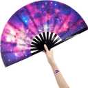 Large Rave Fans Folding Fan-Hand Fan Popping Fan for Line Dancing Clacking Fans for Dance for Cooling, Party, Dance, Decoration (AM6)