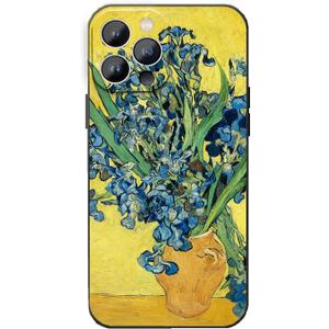 Compatable with iPhone 13 Pro Max Case,Van Gogh Yellow Blue Irises Nature Art Aesthetic Case 6.7 Inches,Full Body Bumper Shockproof Protective Cover for Women Girls,13 pro max, Irises (Yellow Background)